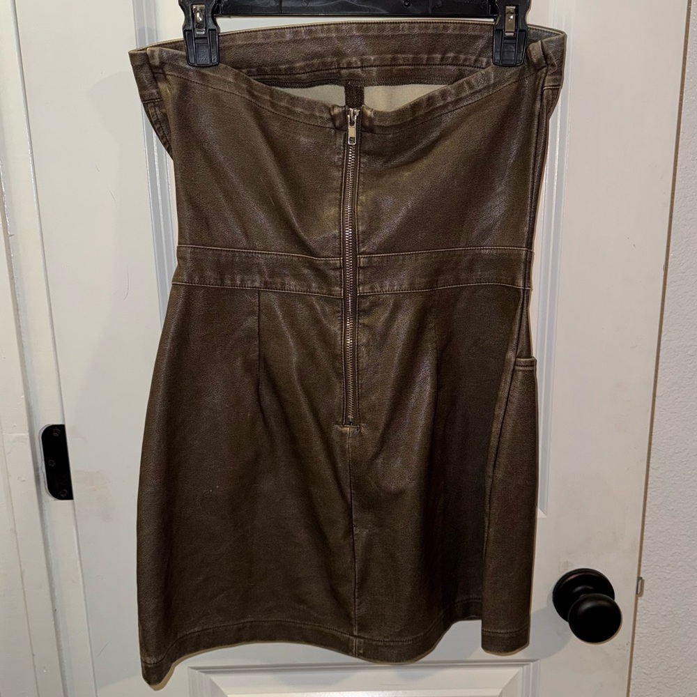 Fashion Nova Faux Leather Strapless Mini Dress – Brown – Size Small - Picture 3 of 5